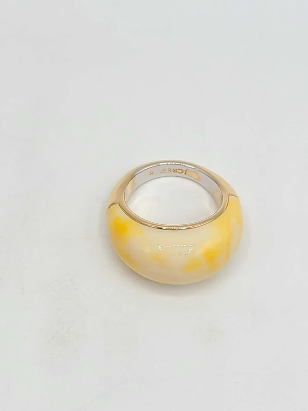 J Crew Yellow Off White Resin Bubble Ring size 8 NWOT